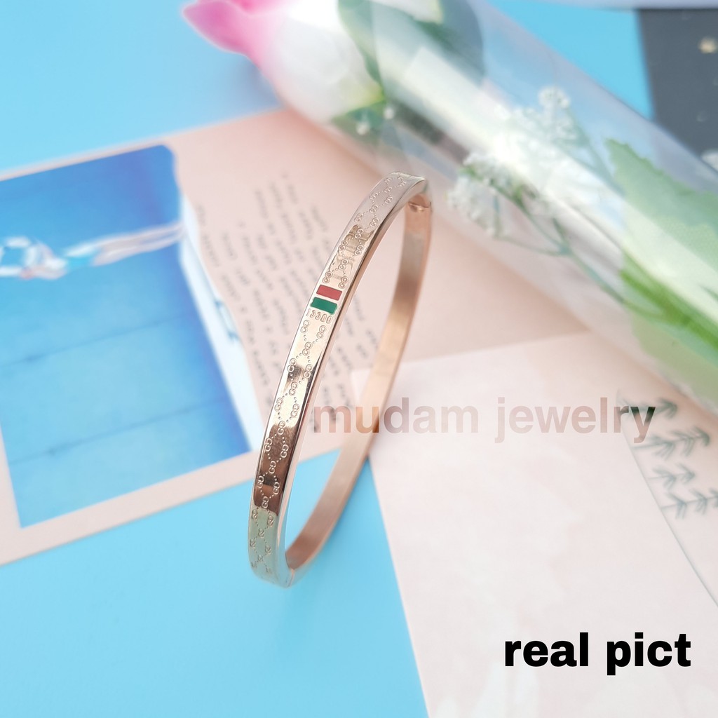 Gelang Bangle Titanium Gc Unisex Untuk Anak-Anak Tersedia Warna Rose Gold, Gald, Silver dan Hitam