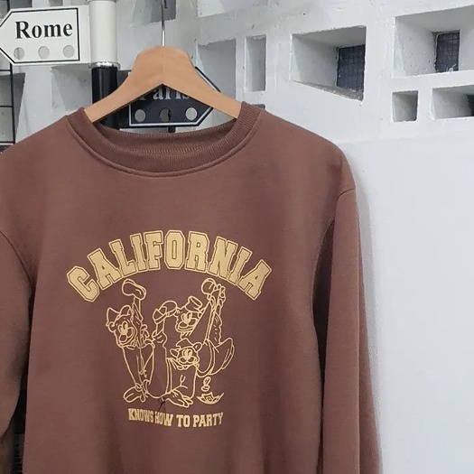CALIFORNIA KNOWS Sweater Crewneck Oblong Oversize | Outerwear Wanita Fashion Terkini Korean Style