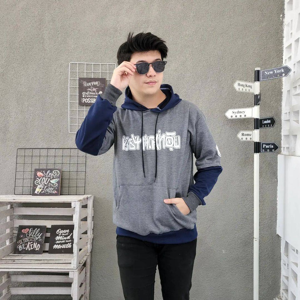 BLACK OUT Oversize Sweater Hoodie Pakaian Pria Kekinian Style Kasual Korean OOTD Fashionable