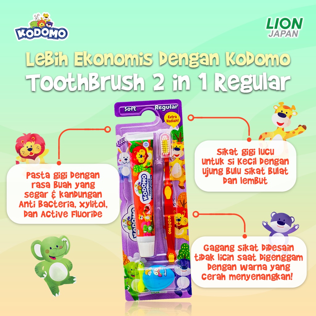 ❤ UNDER100 ❤ KODOMO Sikat Gigi 2in1 Pasta Gigi | Toothbrush + Toothpaste | Extra Hadiah