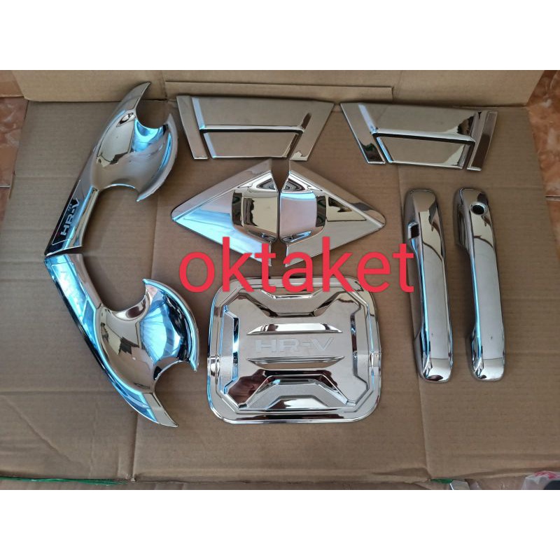 paket lengkap outer handle tank cover depan belakang Honda HRV 2022 HITAM &amp; Chrome