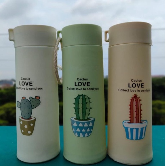 Botol Minum Kaca Unik Motif Kaktus Model Botol Minum