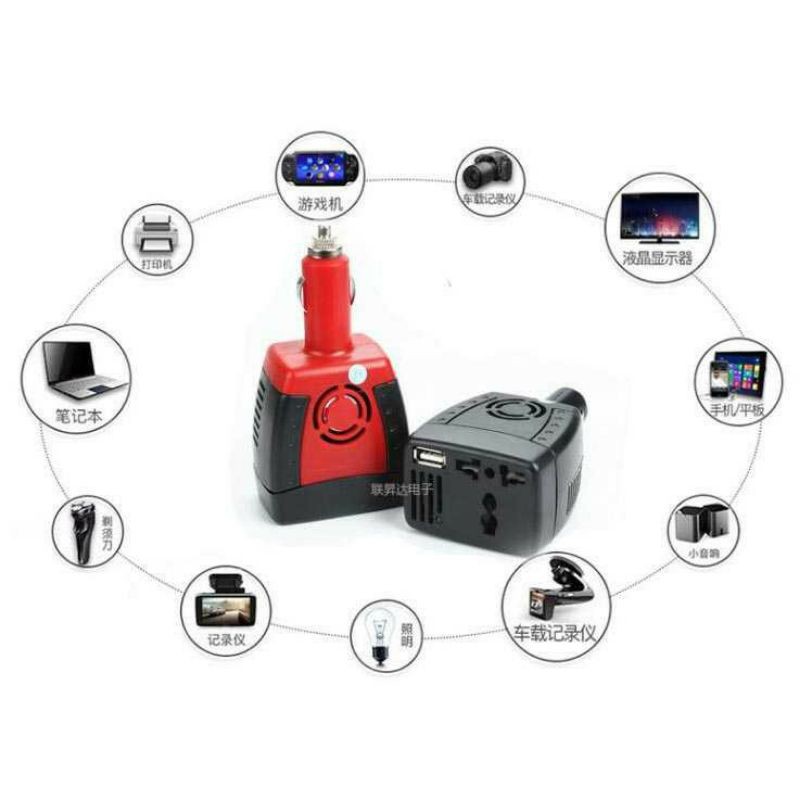 Taffware Power Car Inverter 150W 220V AC EU Plug 5V USB Charger T150w