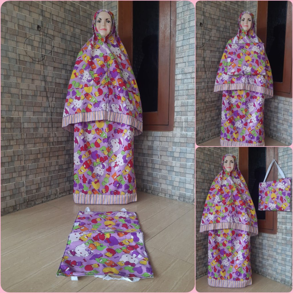 Perlengkapan sholat mukenah anak mukenah murah motif hello 