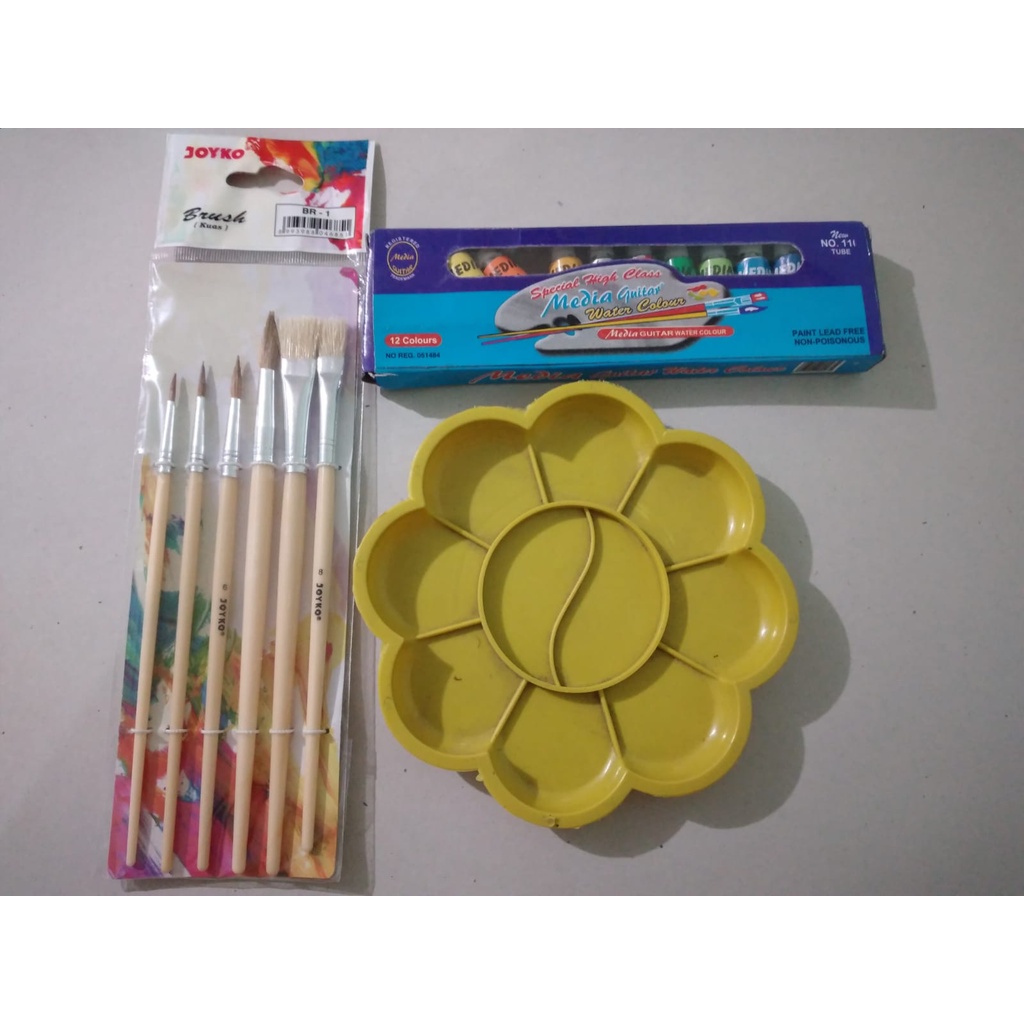 

Promo PAKET MELUKIS 3 in 1 Palet Kuas Cat Air lukis ART SET murah