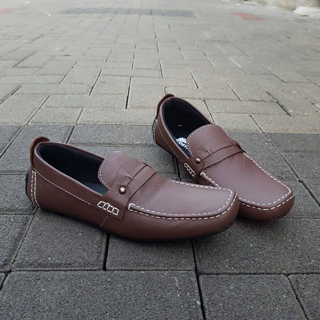 ENOZ X ROBIN - COD Kulit Asli Sepatu Slip On Cowok Sneaker Pria Dewasa Casual Santai Keren Import Loafer Kekinian Outdoor Ringan RB731