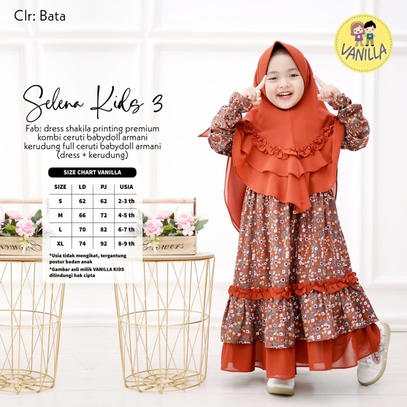 SELENA KIDS #3 GAMIS SYARI SYAKILA PREMIUM ORIGINAL by VANILA