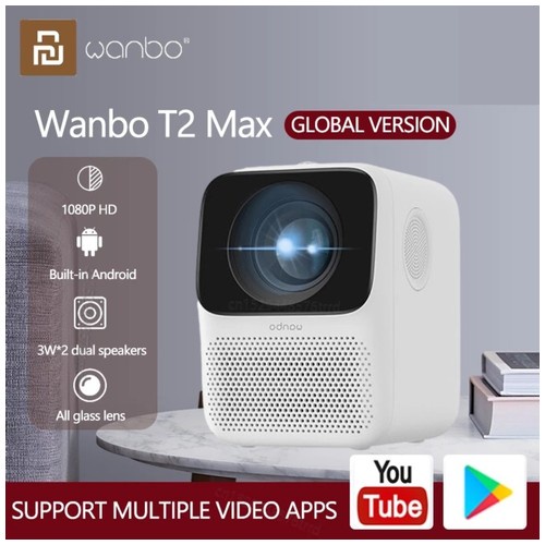 Wanbo T2 Max Projector Android HD 1080P 4K Smart Proyektor 250 ANSI Lumens