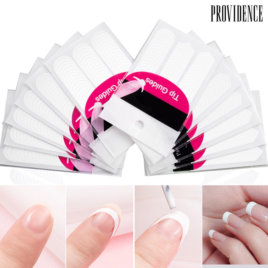 Providence 10Pcs/50Pcs Ultra Thin Nail Line Tip Images Printing White Stencil Tip Guide French Manicure Decals for Female