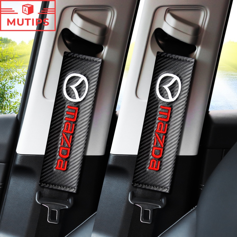 Mazda 2 Pak Cover Sabuk Pengaman Mobil Bahan Serat Karbon Untuk 2 3 CX5 CX30 CX8 CX3 Mazda2 6 5 bl gh gp