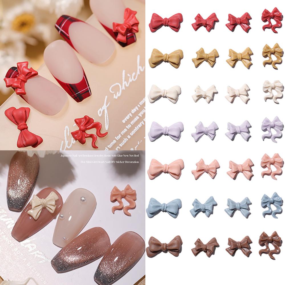 AUGUSTINA Agustinina Bow Ornament 20Pcs DIY Nail Art Valentine Manicure Ikatan Simpul Aksesoris Kuku