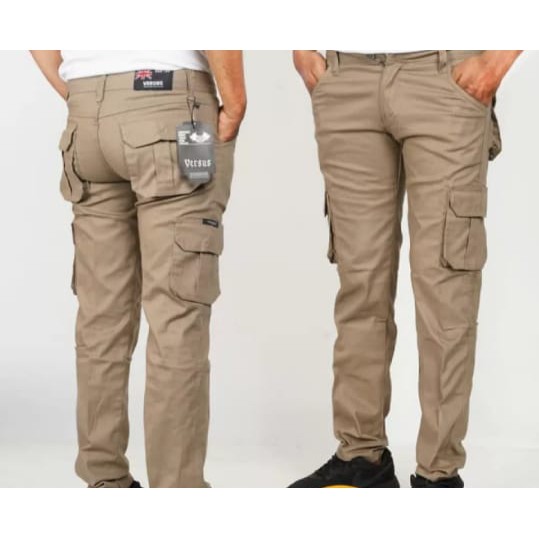 celana cargo panjang kantong banyak polos