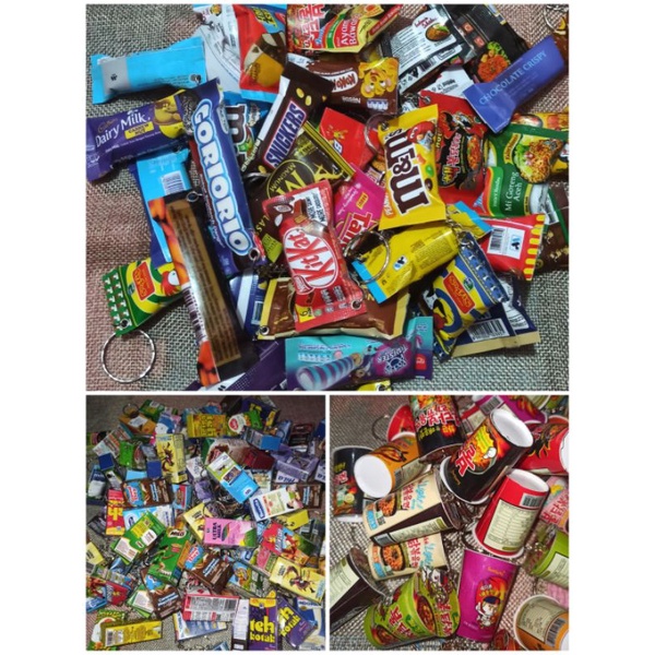 Souvenir Gantungan Kunci Lucu dan Kekinian: Miniatur Snack Makanan dan Minuman Kotak Cup Cone: Susu,