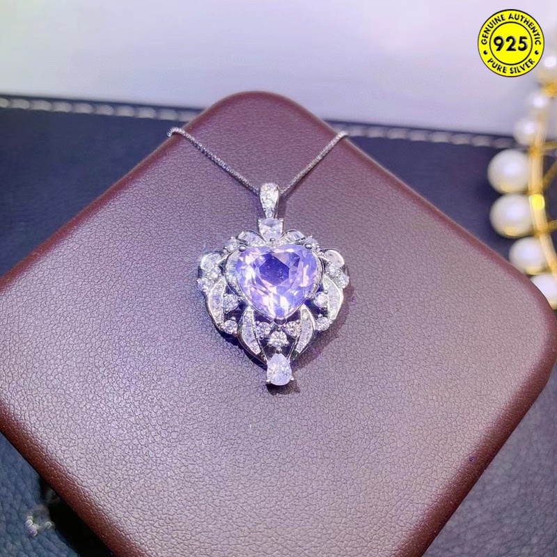 Cincin Dengan Liontin Kristal Amethyst Lavender Natural