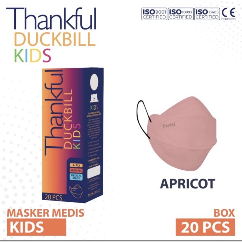 Masker Thankful Duckbill Kids Masker Medis 4ply isi 20 pcs