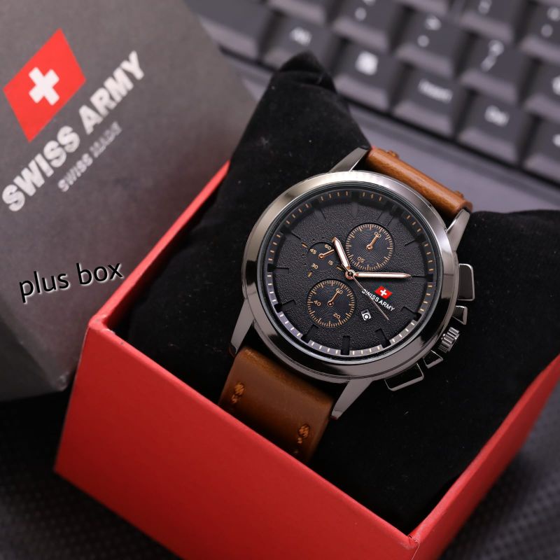 SWISS_STORE - JAM TANGAN S.ARMY MADE 4017 PRIA TANGGAL AKTIF D-4,6CM GET PLUS BOX S.A •TL