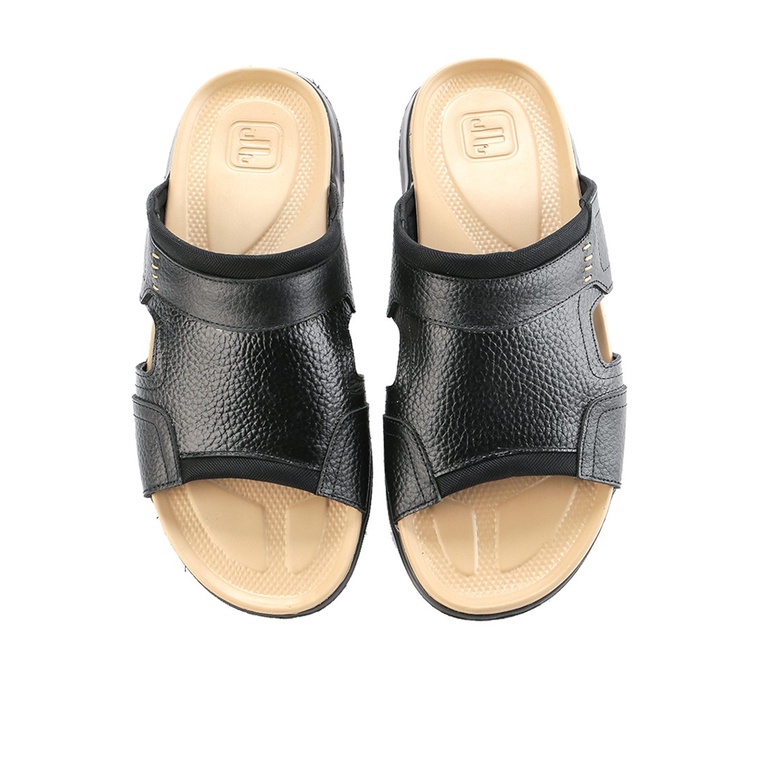 SANDAL CASUAL JIM JOKER PRIA ORIGINAL SLIDE KULIT BRANDED HITAM JJ10