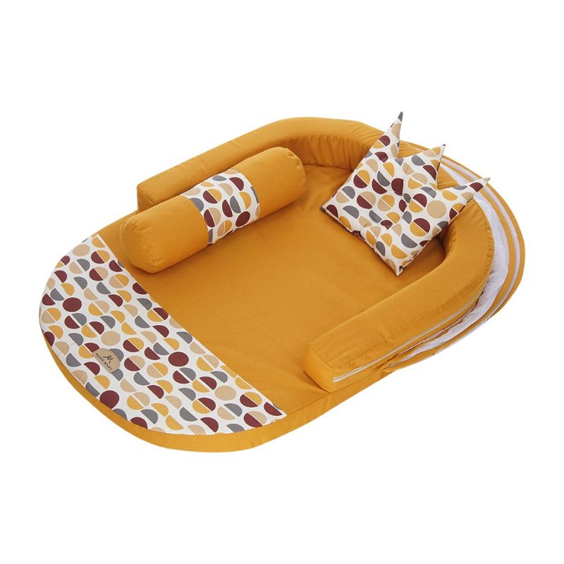 Mom's Baby Kasur Bayi Oval Bumper + Kelambu Vintage Series-Mustard