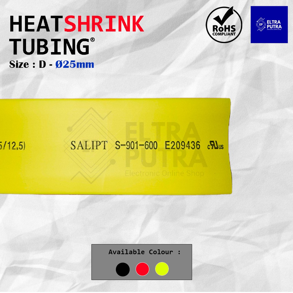 HEATSHRINK 25mm Warna Warni LENGKAP Ecer, Selongsong Selang Bakar (1 Meter)