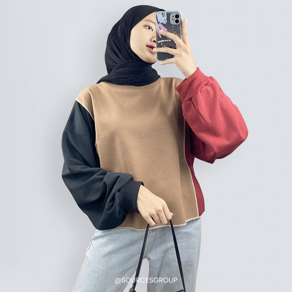 BEFAST - ZSO OOTD Wanita Sweater HAO / SWEATER LILY OVERSIZE / Sweater Combinasi 3 Warna / Keluaran Terbaru 2022 / Sweater Trendy / Outfit Remaja Wanita Kekiniaan / Termurah