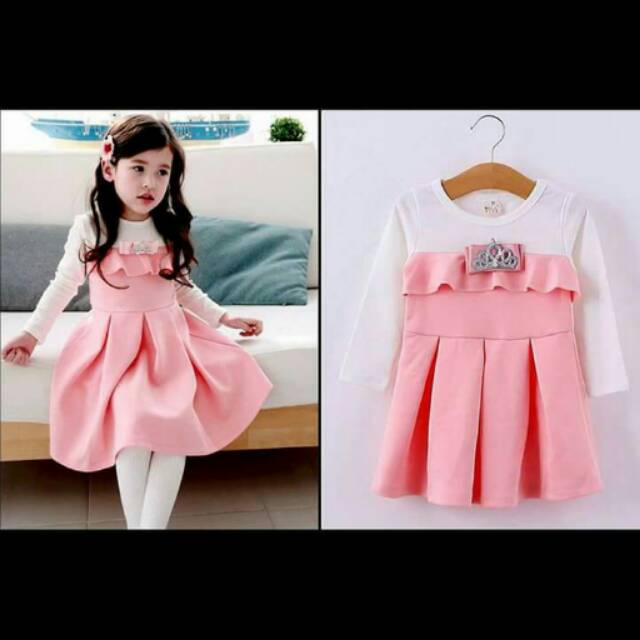 Dress Anak Cewek Tiara Crown Pink