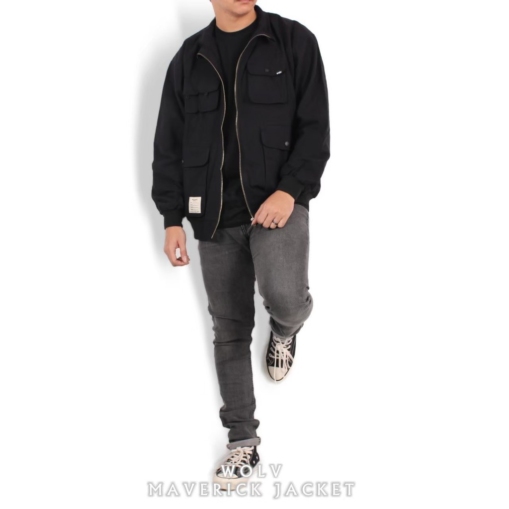 WOLV ORIGINAL MAVERICK JAKET ori jaket pria warna hitam seri WLM174