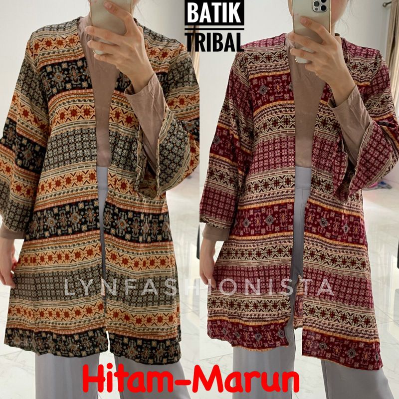 (3MOTIF)OUTER BATIK TRIBAL RAYON ADEM/CARDIGAN MOTIF MURAH/KENYA