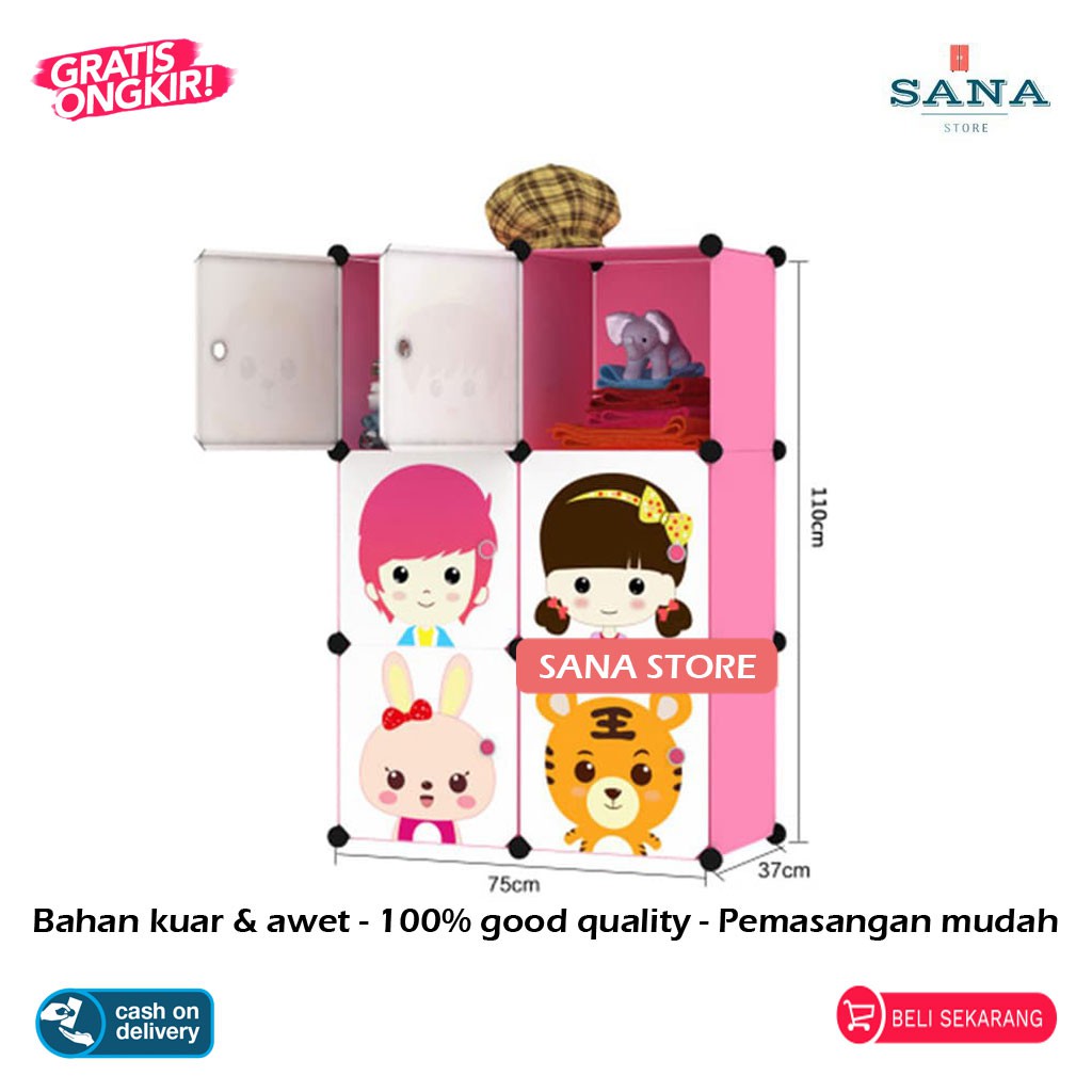 Lemari Baju Pakaian Rak Buku Mainan Anak Foldable Storage Lemari Baju Pakaian Rak Buku Mainan Anak Foldable Storage