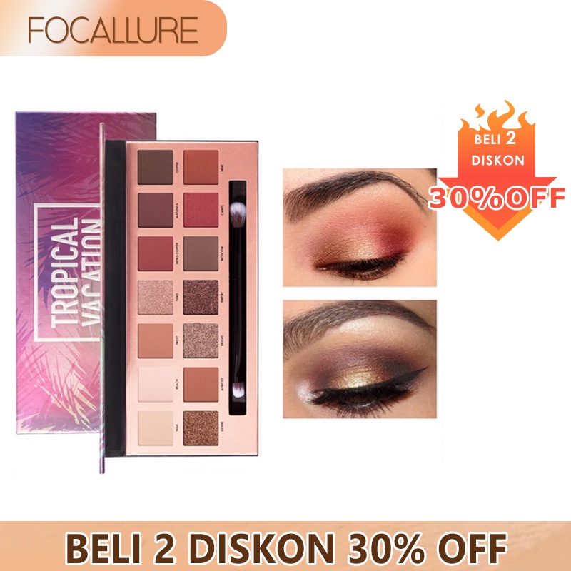 FOCALLURE Eyeshadow Palette With Brush- 14 Colors FA49 (100% Original, BPOM Certified)