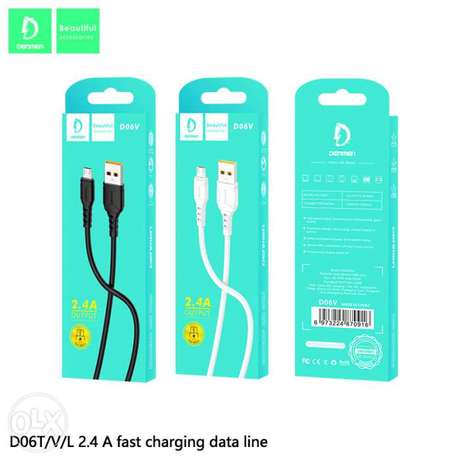 CUCI GUDANG Kabel data USB 2.4 D06V Cable with Male to USB Lightning, USB Data and Charger to USB Male