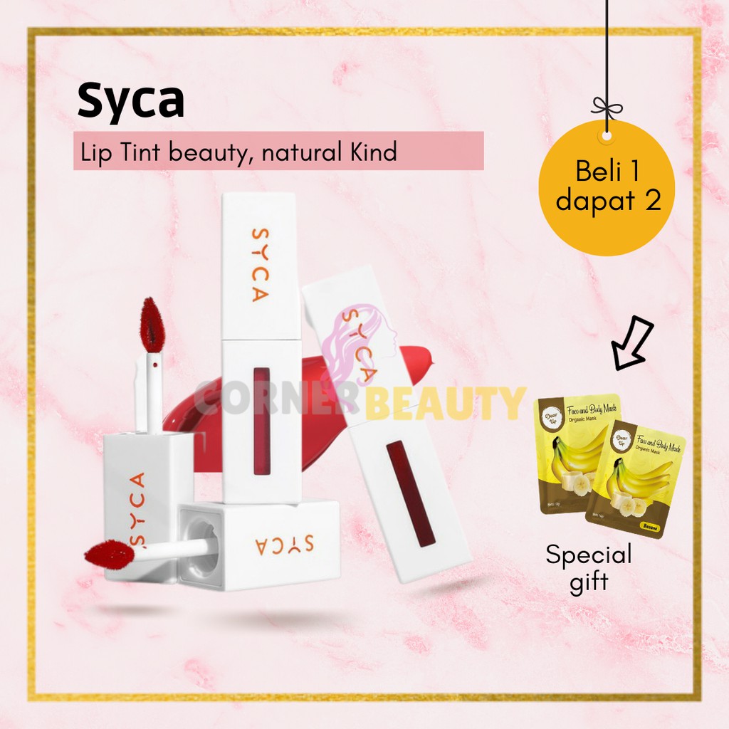 Syca Lip Tint Original Wrapped In Nude Wine Berry Red Rose tangerine Orange Velvet Pink liptint
