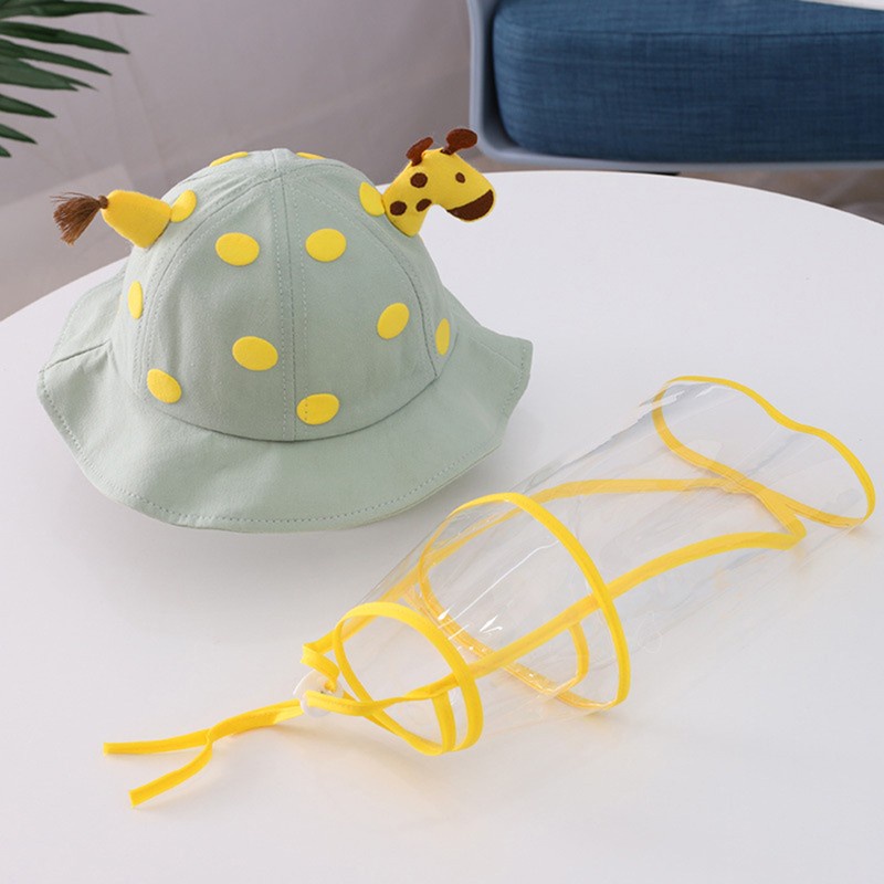 Topi Bucket Dengan Cover Pelindung Wajah Anti droplet Dapat Dilepas Untuk Bayi / Anak