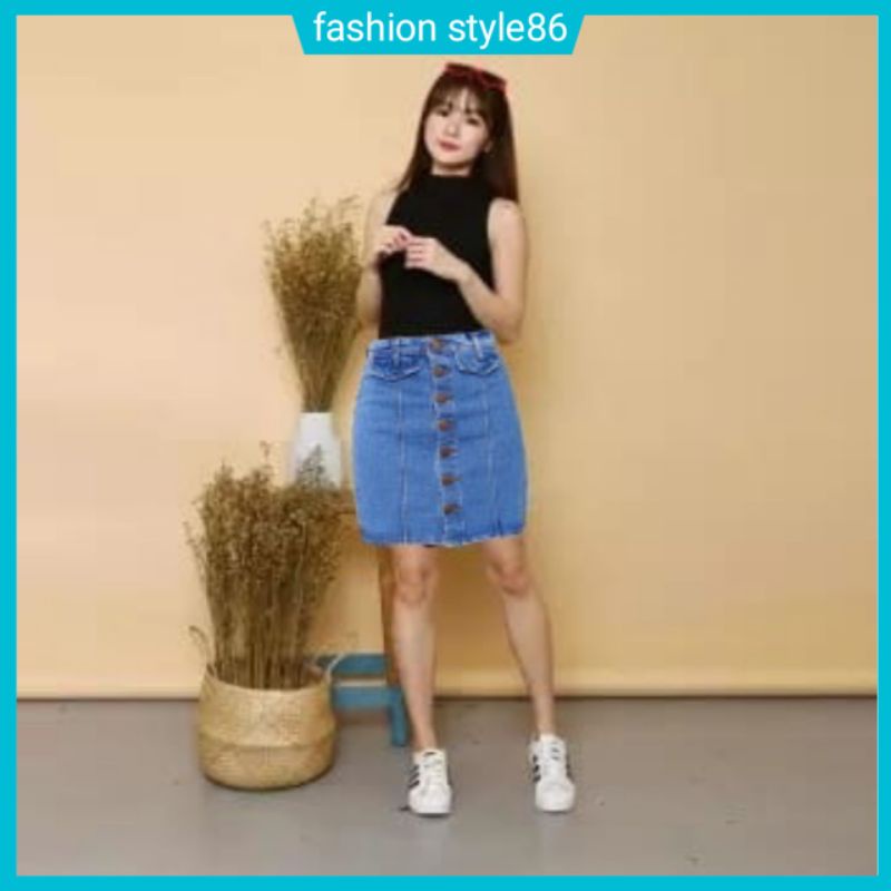 Rok Jeans Pendek Wanita Kancing size 27-30 Rok Span Sexy