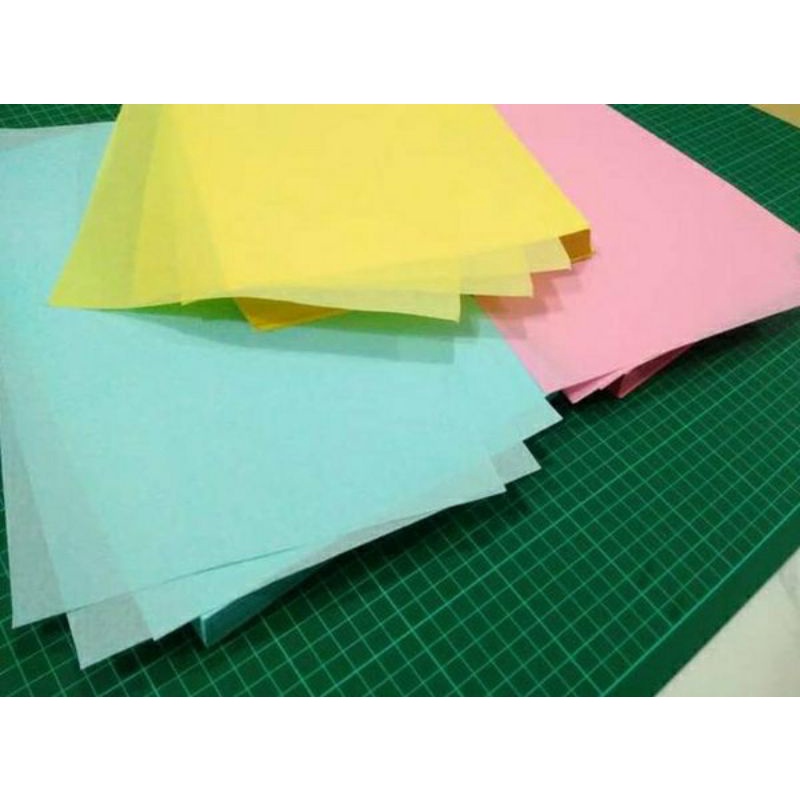 

500 Lembar WRAPPING PAPER COLORED DOORSLAG DUSLAK DUSLAH WARNA KERTAS PINK KUNING BIRU YELLOW BLUE FOLIO