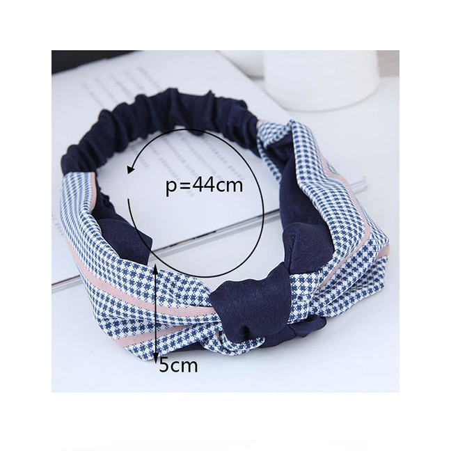 LRC Bando Sweet Grid Pattern Decorated Wide Hair Band