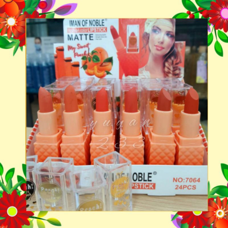 PROMO PER12PCS!!!LIPSTIK MATTE MY SWEET PEACH IMAN OF NOBLE 7064