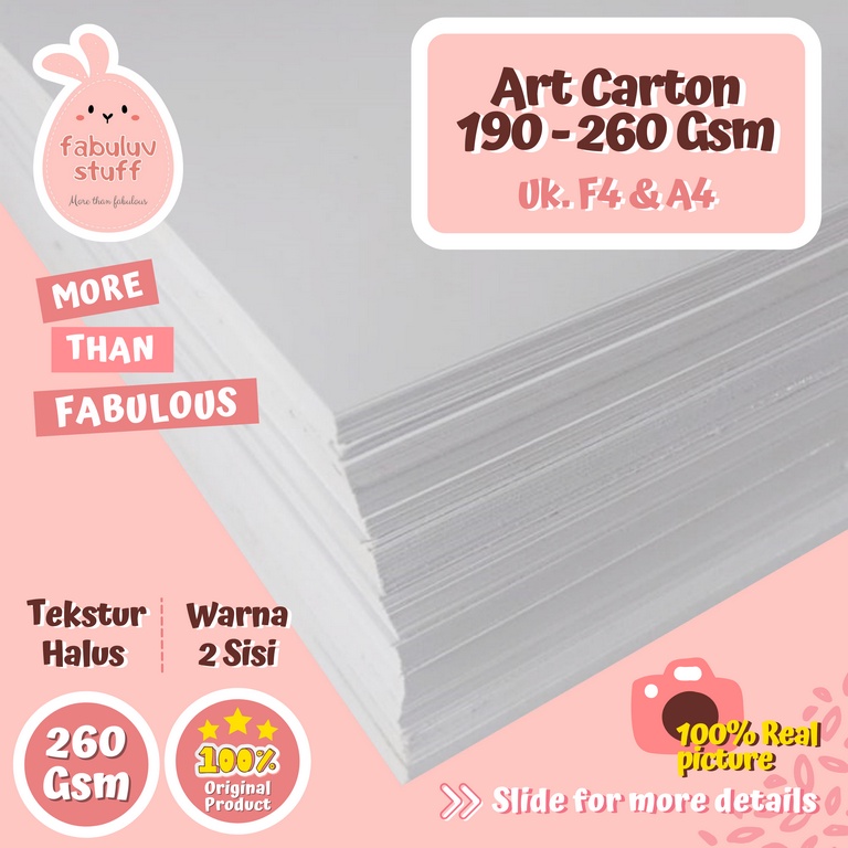 Jual Karton Art Carton 190 210 230 260 Gsm F4 A4 Kertas Art Paper