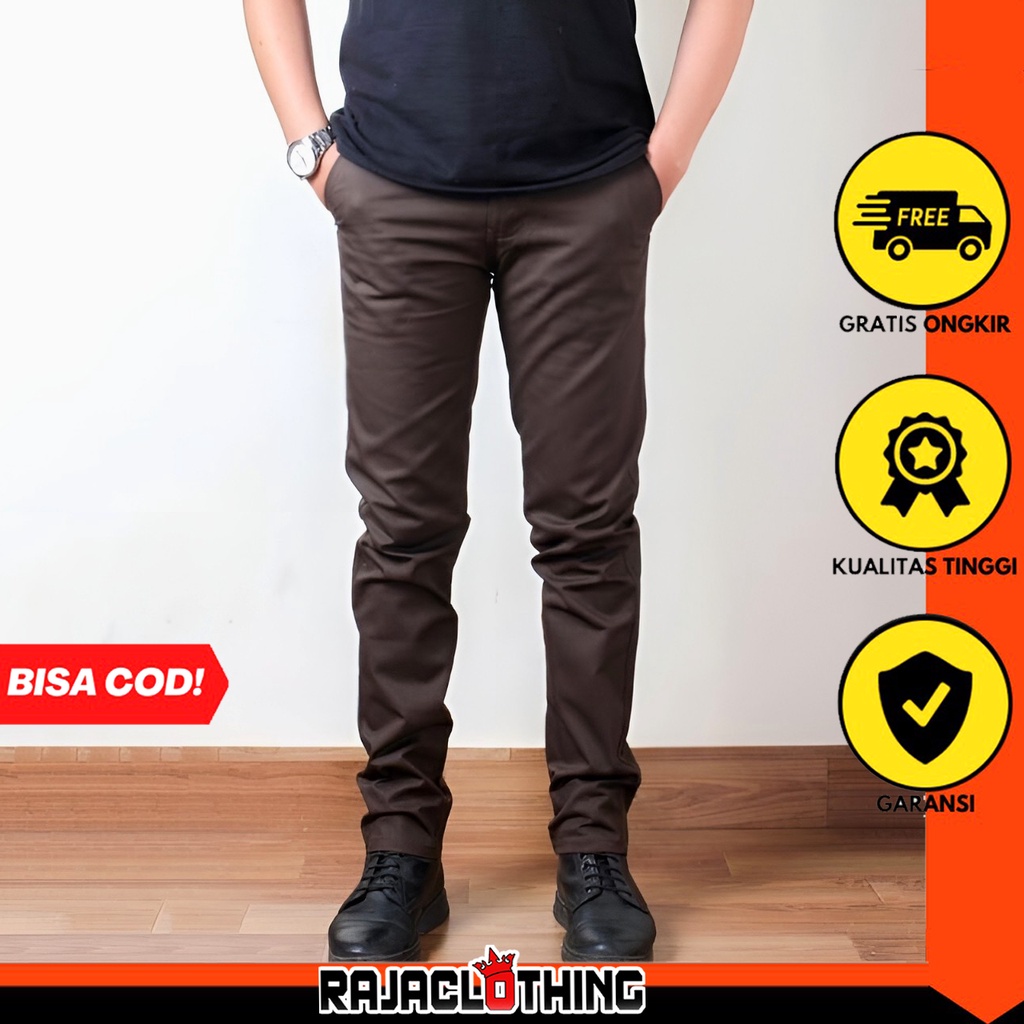 RCL - CELANA CHINO COKLAT ORIGINAL PREMIUM PRIA SLIM FIT STRETCH CASUAL FORMAL CHINOS PREMIUM ( 27 s/d 34 S s/d 34 )