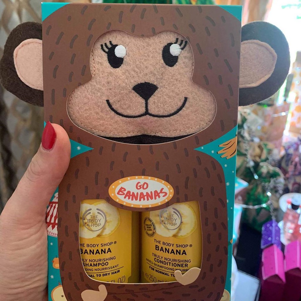 Jual THE BODY SHOP TBS Go Bananas Hair Treatment Kit Shampoo Conditioner  gift set Hair Wrap Monkey Banana | Shopee Indonesia