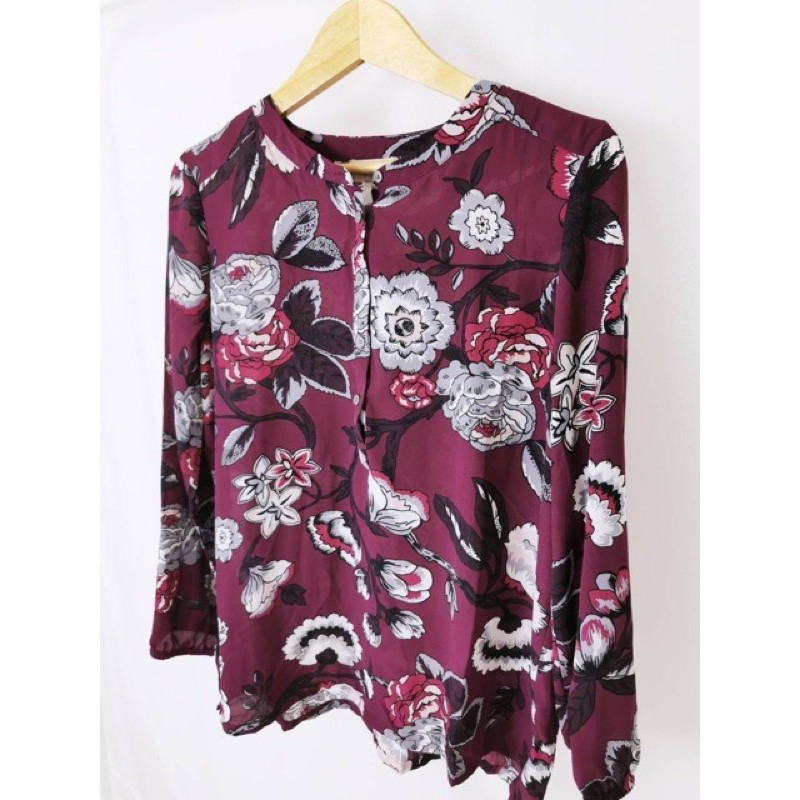 Loft burgundy floral blouse