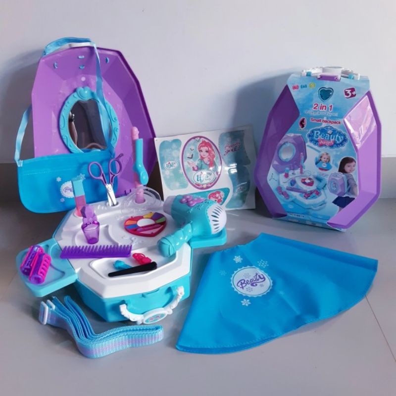 Mainan Set Beauty Backpack - Tas Ransel Make Up Salon Anak Edukatif