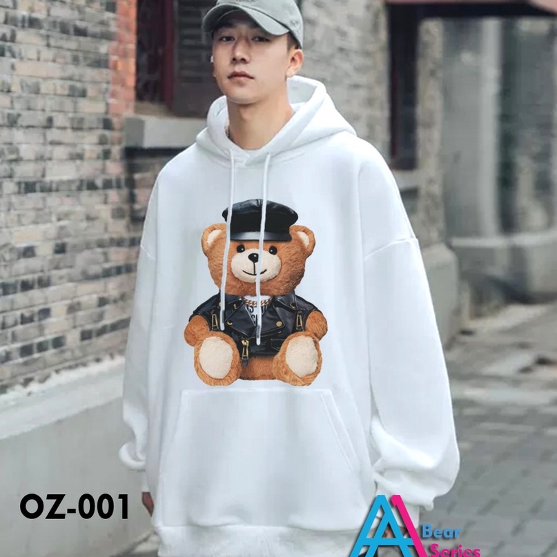 AA1 - Hoodie Bear Series Jumbo OVERSIZE Fleece Tebal Cowok Pria || COD Bayar Dirumah