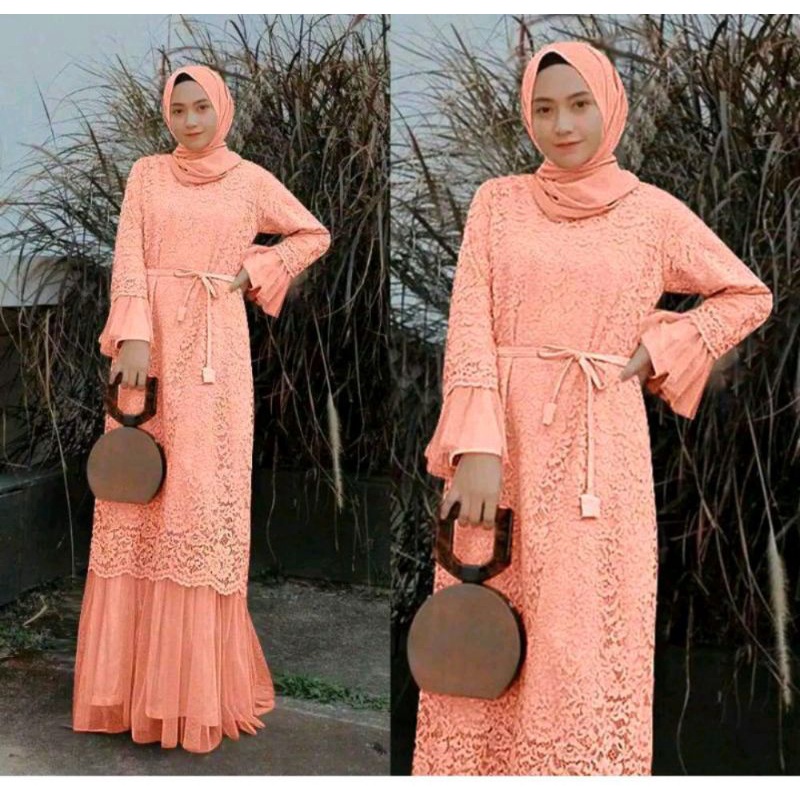 GAMIS MAXI LARKY BRUKAT / GAMIS BRUKAT PESTA / GAMIS KONDANGAN / GAMIS BRUKAT MURAH / GAMIS MEWAH