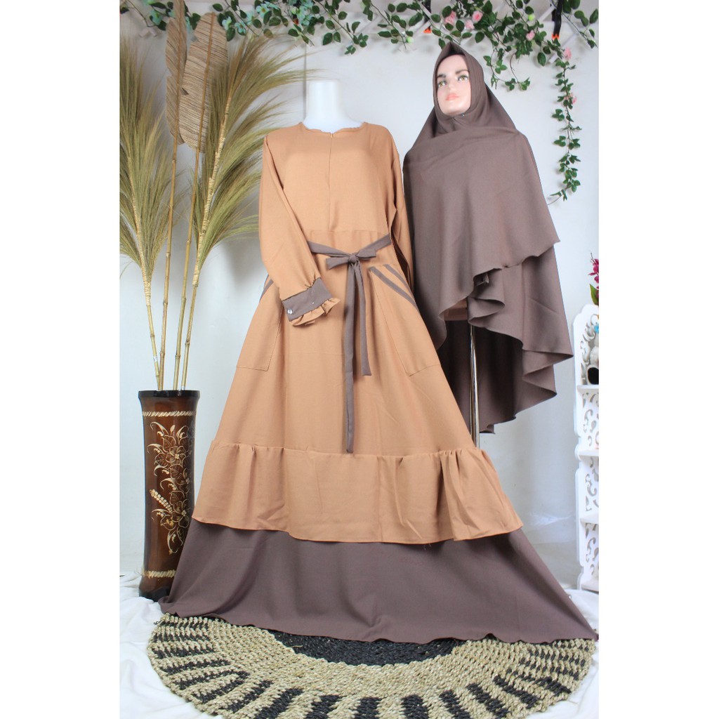 Gamis set jilbab SYARI terbaru RIBELLA itycrepe premium remaja muslimah fashion wear style