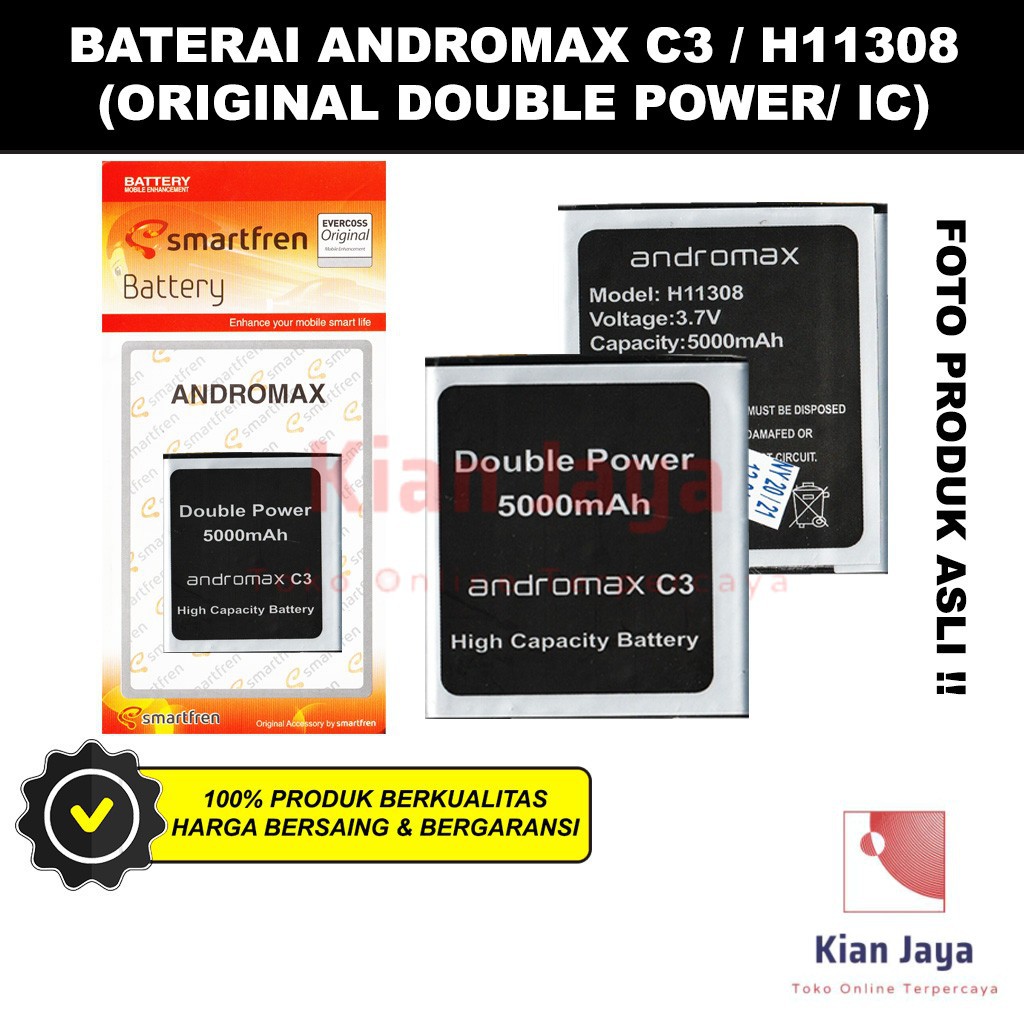 Baterai Hp Smartfren Andromax C3 / H11308 Original Batre Batrai Battery Double Power