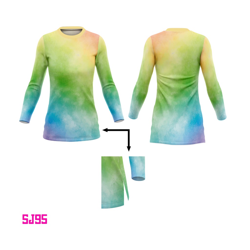 Baju Jersey Sepeda Gowes Baju Tunik Wanita Muslim Muslimah Lengan Panjang Full Printing  SJ95