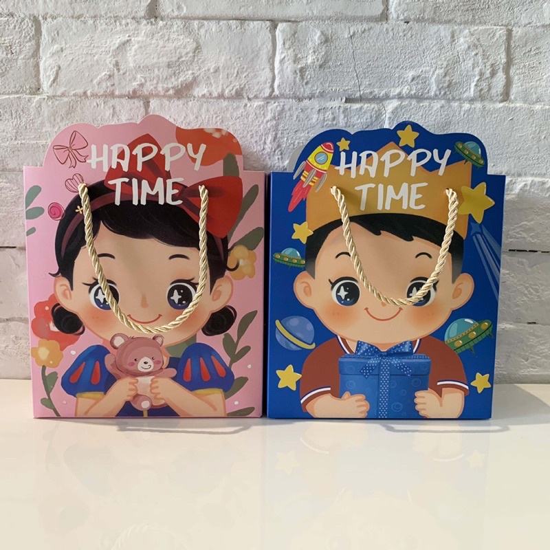 

Yy kotak Tas Souvenir anak ulang tahun Snack box laci tenteng kantong kertas princess Prince lucu