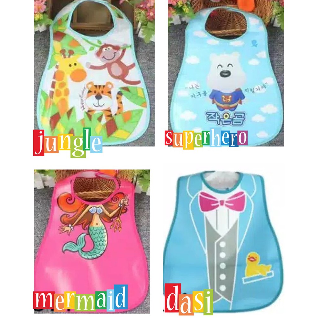 Slabber Plastic Slaber Eva Celemek makan Bayi Waterproof Baby Bib apron plastik tatak iler bibs