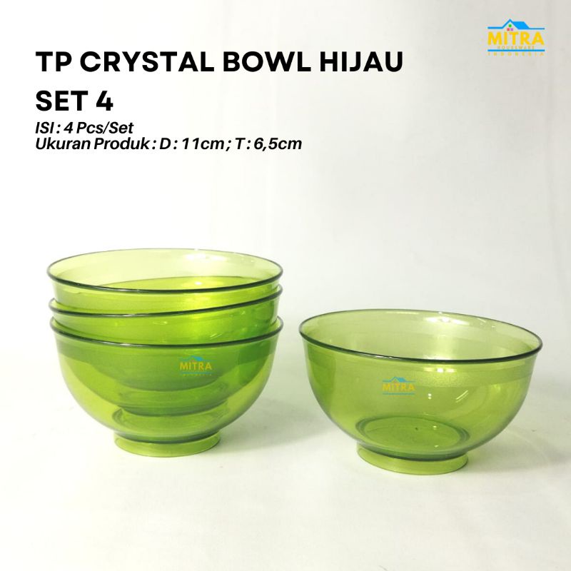 TUPPERWARE CRYSTAL BOWL HIJAU SET 4 | mangkok mini