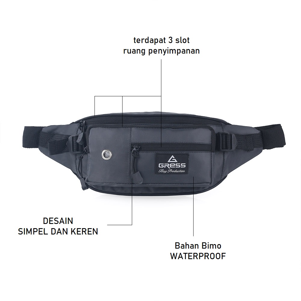 Tas Selempang Waistbag Pria Cowok Distro Premium Waterproof Anti Air